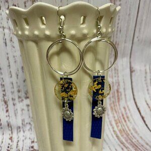 Sunflower Dangle Earrings | Blue Western Statement Jewelry | Lightweight